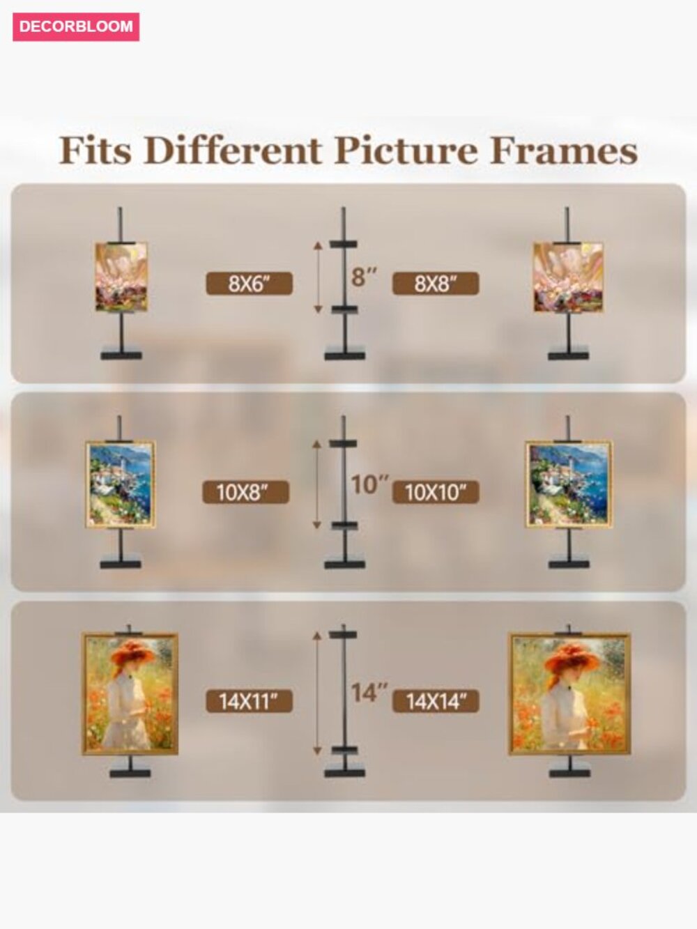 Tabletop Easel Display Stand for Photos Artwork Metal Adjustable Black - Picture 4 of 7